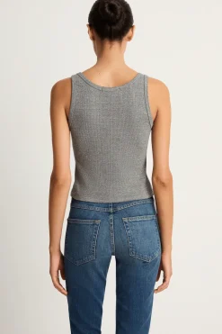 AMO Denim Crop Rib Tank - Heather Grey