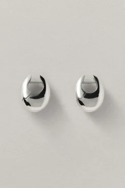 Annika Inez Sloping Hinge Hoops - Silver