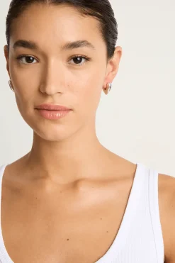 Annika Inez Small Heart Hoop Earrings - Silver