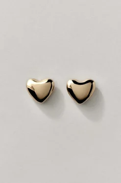 Annika Inez Voluptuous Heart Earrings - Small Gold