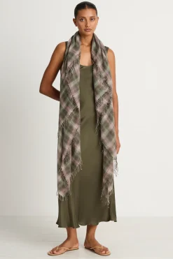 Chan Luu Cashmere & Silk Scarf - Forest Plaid