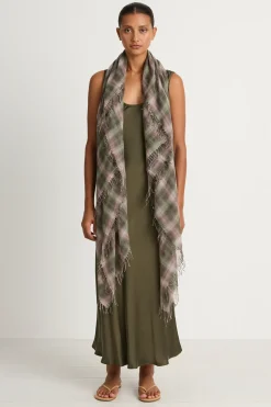 Chan Luu Cashmere & Silk Scarf - Forest Plaid