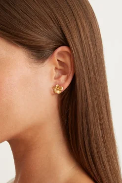 Chan Luu Gold Hibiscus Stud Earrings