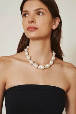 Chan Luu White Baroque Pearl Collar Necklace