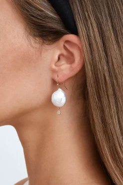 Chan Luu White Pearl & Diamond Teardrop Earrings