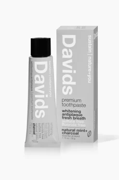 Davids Travel Size Premium Toothpaste Charcoal & Peppermint 1.75 oz