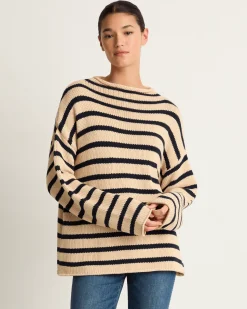 Demylee Lamis Stripe Cotton Sweater - Natural Navy
