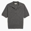 Demylee Skylar Polo Cashmere Top - Dark Heather Grey