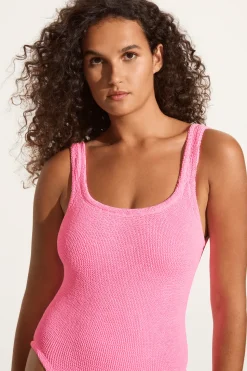 Hunza G Classic square neck one piece in bubblegum
