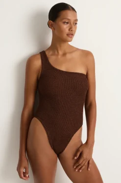 Hunza G Nancy one piece in metallic chololate