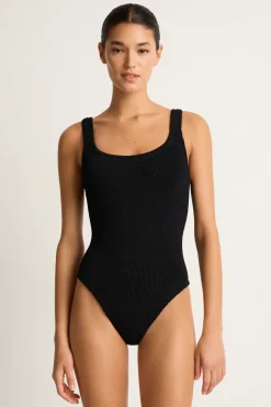 HUNZA G Square neck one-piece in black