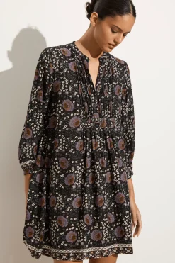 Natalie Martin Sammie short dress in vintage flowers black/purple