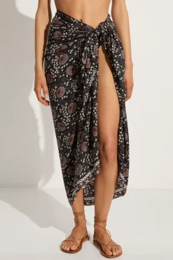 Natalie Martin Sarong in vintage flowers black/purple