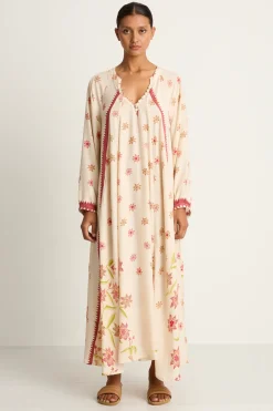 Natalie Martin Silk Fiore Maxi Dress - Starflower Cream