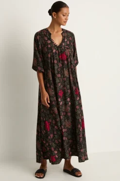 Natalie Martin Silk Fiore Maxi Dress - Lehua Black