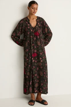 Natalie Martin Silk Fiore Maxi Dress - Lehua Black