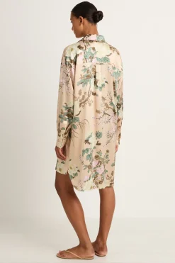 Olivia Von Halle Celeste Cream Floral Nightshirt - Tirtoff