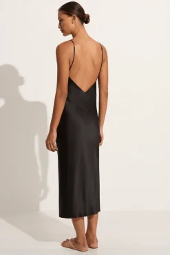 Olivia Von Halle Issa Silk Satin Slip Dress - Black