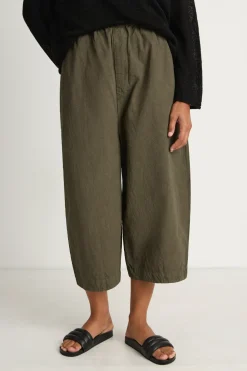 Pas De Calais Cotton Hemp Wide Pants - Khaki