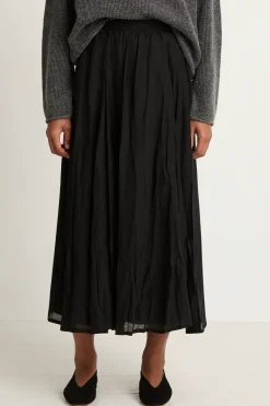 Pas De Calais Crinkle Long Skirt - Black
