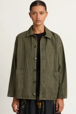 Pas De Calais High Thread Count Cotton Linen Jacket - Khaki