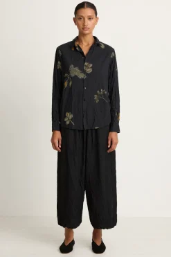 Pas De Calais Light Twill Crinkle Drop Crotch Pants - Black