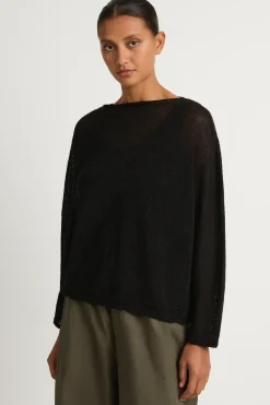 Pas De Calais Normandy Vintage Linen Pullover - Black