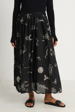 Pas De Calais Plant Growth Print Skirt - Black