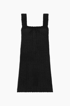 Peony Pointelle Scalloped Strap Mini Dress - Noir