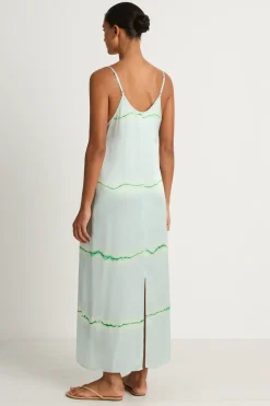 Raquel Allegra Normandie Maxi Dress - Ice Blue & Jade