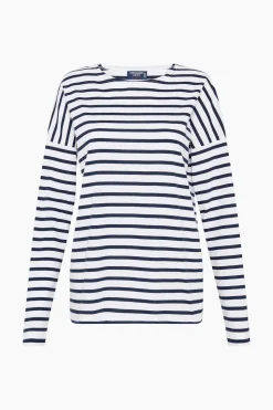 Saint James Minquiers II drop shoulder top in Neige/Marine