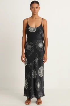 Silk Laundry 1996 Slip Dress - Fibonacci Black