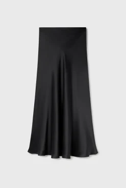 Silk Laundry Long Bias Cut Skirt - Black