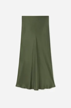 Silk Laundry Long Bias Skirt - Cedar