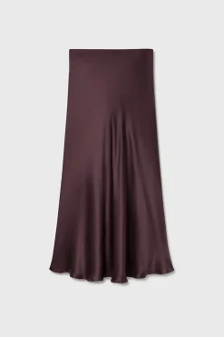 Silk Laundry Long Bias Skirt - Cacao