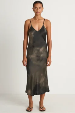 Silk Laundry 90s Slip Dress - Smoke