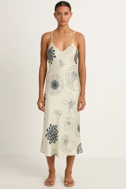 Silk Laundry 90s Slip Dress - Fibonacci Off White