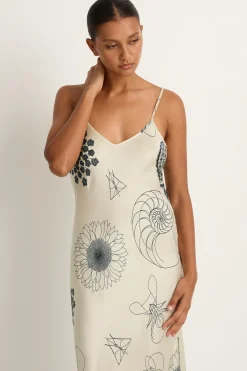 Silk Laundry 90s Slip Dress - Fibonacci Off White