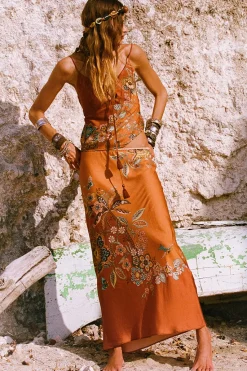 SPELL Mojave Lily Bias Skirt - Amber