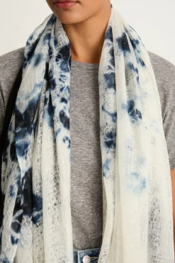 Suzusan Hand Woven Feather Weight Cashmere Shawl - Black / White