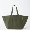 The Beach People Linen Tote Bag - Bottle Green