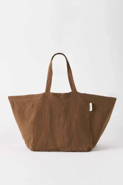 The Beach People Linen Tote Bag - Chocolate
